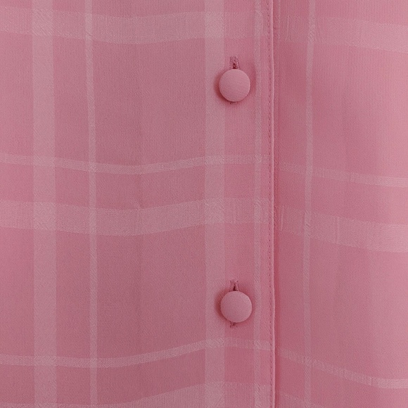 Pink Plaid Button Down Blouse - Picture 3 of 5